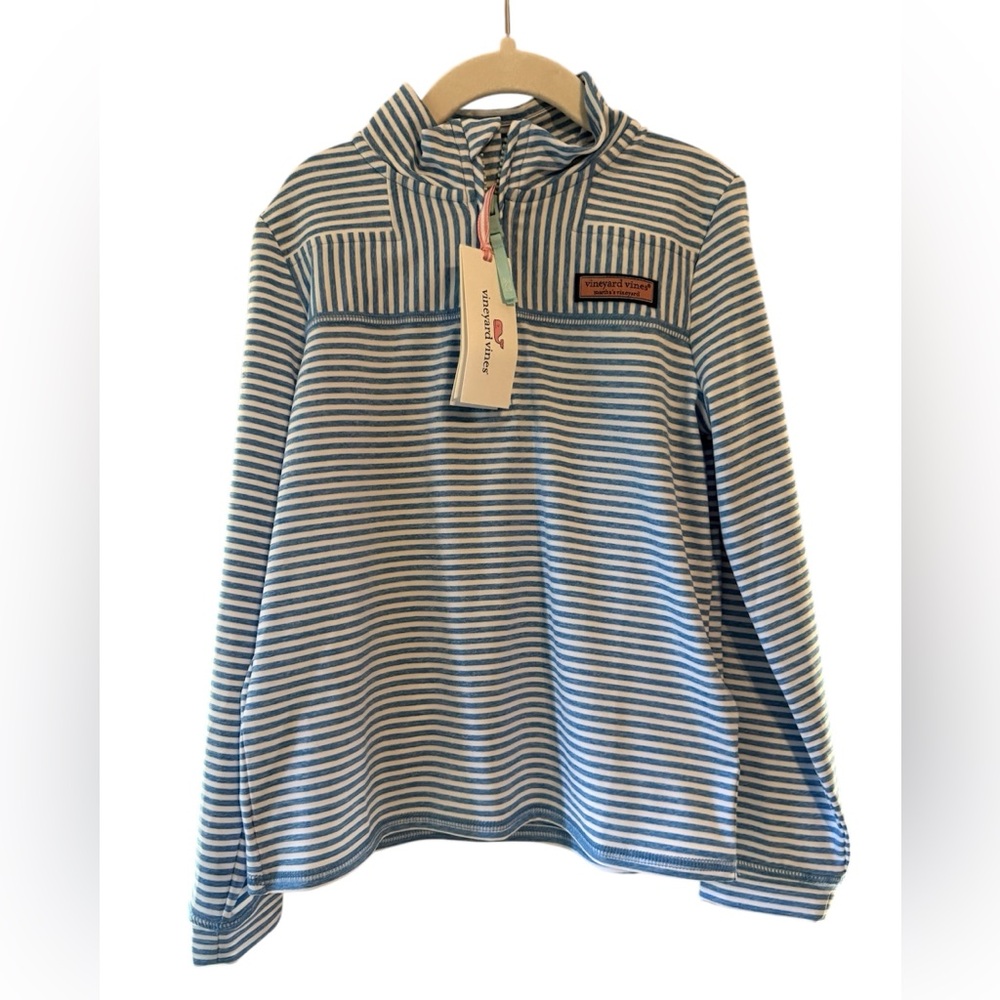 Vineyard Vines Striped Blue and White Pullover Hoodie